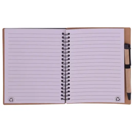 Recycle Notebook & Pen Black Open